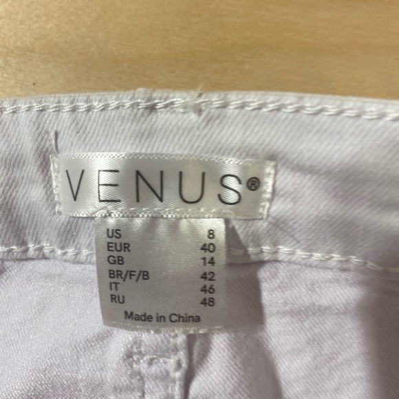 VENUS White Flare Jeans with Blue Embroidery 8 (MV) - Picture 6 of 11